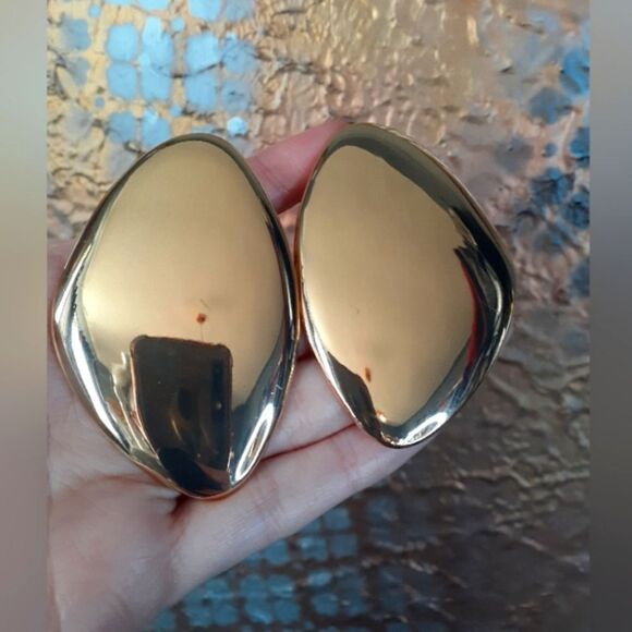 Zara Goldtone Oversized Statement Earrings - Picture 1 of 15